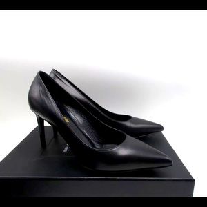Saint Laurent YSL black leather skinny 80 pumps sz 41 11